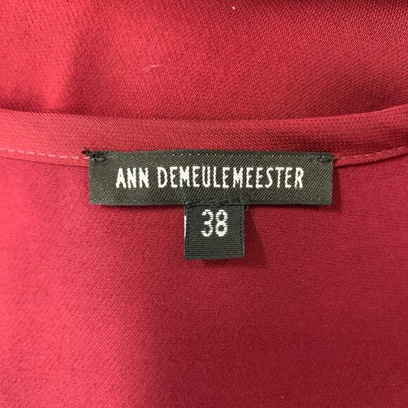 ANN DEMEULEMEESTER Size 4 Burgundy Rayon Solid Shift Dress - Picture 4 of 5